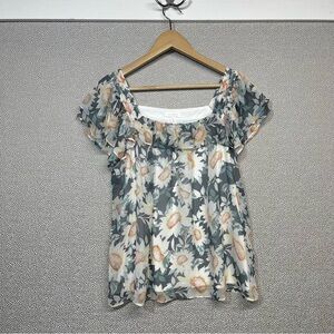 M LC Lauren Conrad Chiffon Sunflower Top
